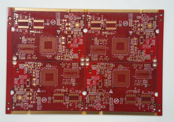 Buen precio FR4 Tg135 1.0mm 6 capas de PCB rígido con ENIG Oro Dedo 40U'' Rojo Soldermask y acabado de superficie en línea